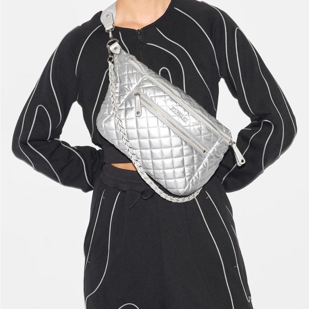 MZ Wallace Matte Silver Crosby Sling (original large size)